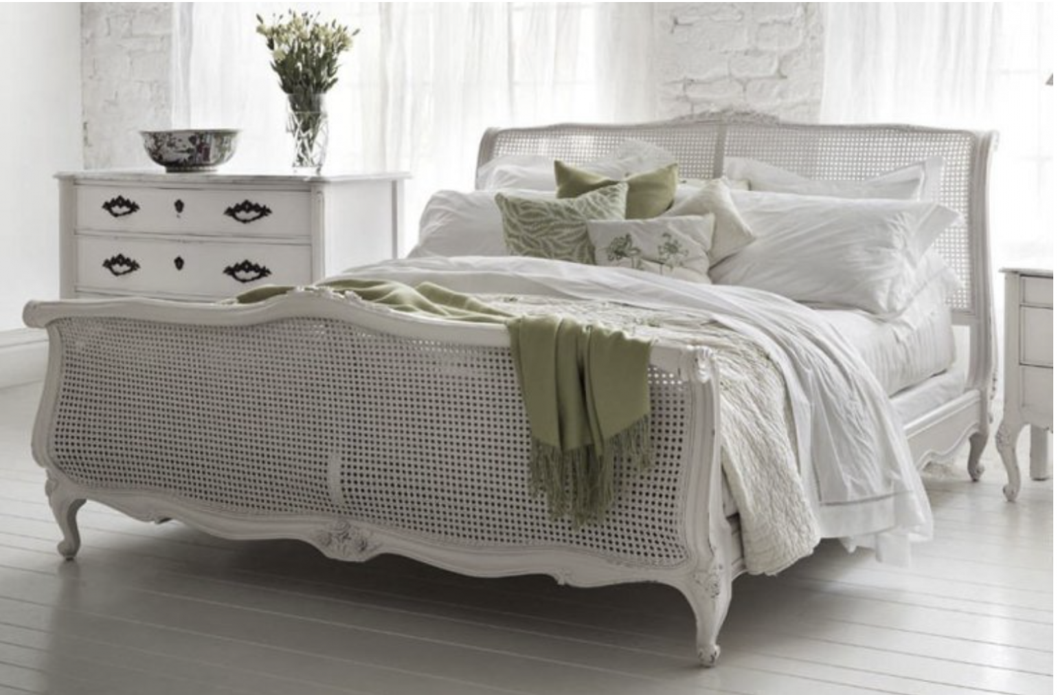 Louis XV Caned Painted Bed
